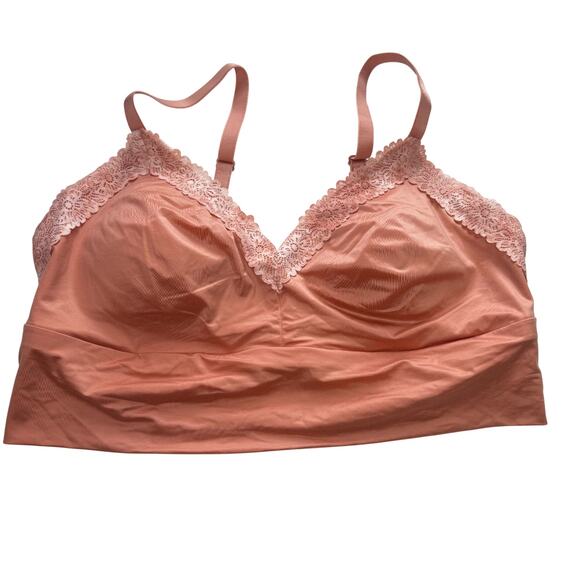 Aerie Sunnie Triangle Bralette XL NWT Pink Lace Trim Padded Longline Adjustable - Picture 2 of 6